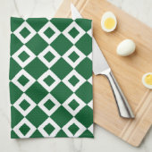 Groen en wit diamant patroon theedoek (Quarter Fold)