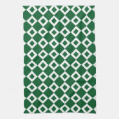 Groen en wit diamant patroon theedoek (Verticaal)