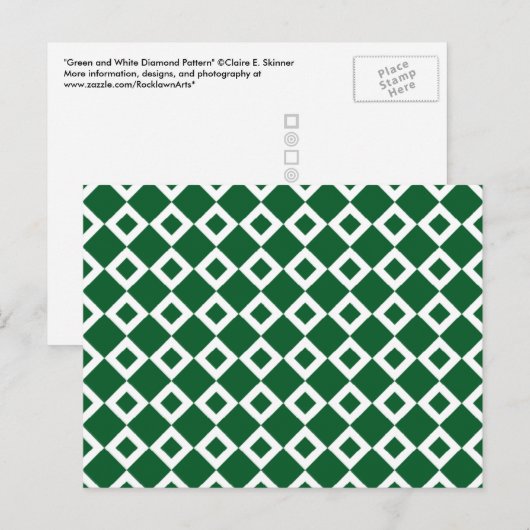 Groen en wit diamantpatroon briefkaart (Voorkant / Achterkant)