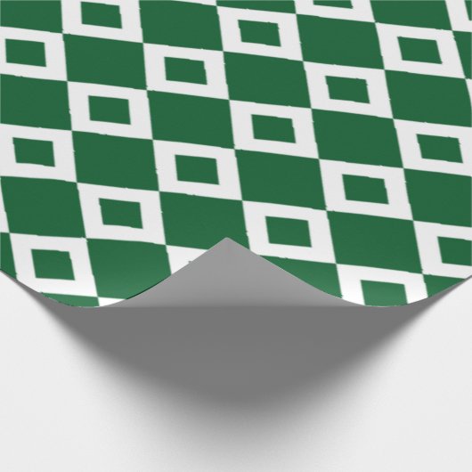 Groen en wit diamantpatroon cadeaupapier (Hoek)
