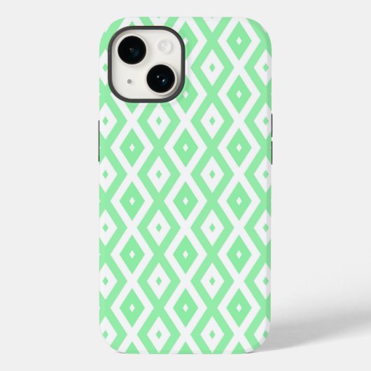 Groen en wit diamantpatroon Case-Mate iPhone case (Achterkant)