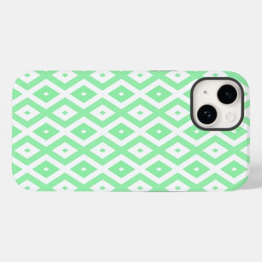 Groen en wit diamantpatroon Case-Mate iPhone case (Achterkant (horizontaal))