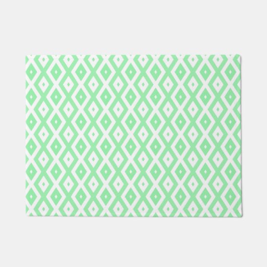 Groen en wit diamantpatroon deurmat (Voorkant)