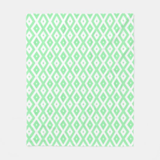 Groen en wit diamantpatroon fleece deken (Voorkant)
