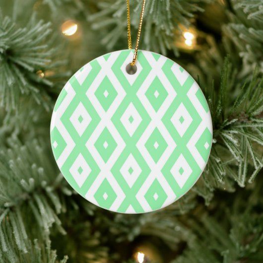 Groen en wit diamantpatroon keramisch ornament (Boom)