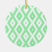 Groen en wit diamantpatroon keramisch ornament (Voorkant)