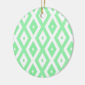 Groen en wit diamantpatroon keramisch ornament (Links)