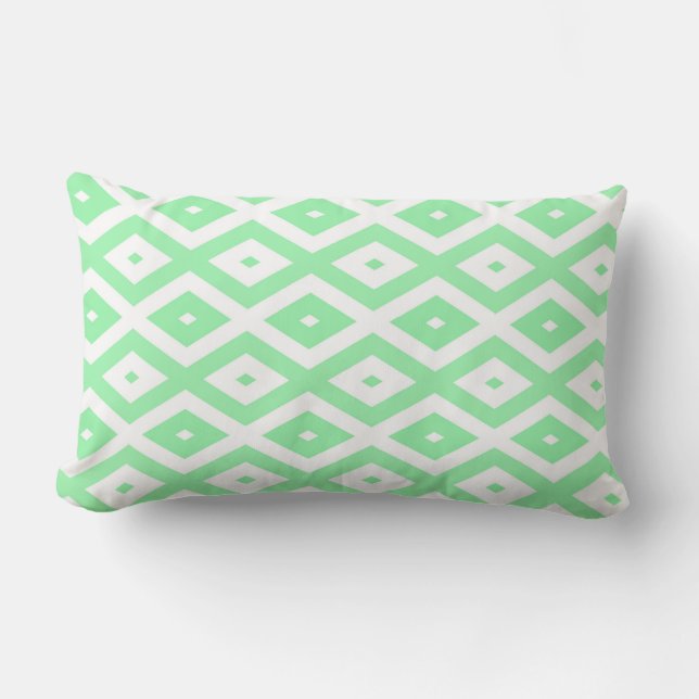 Groen en wit diamantpatroon kussen (Voorkant)