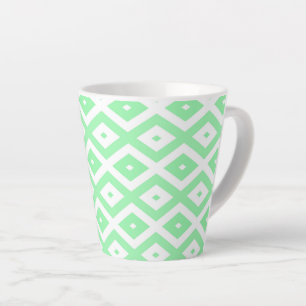 Groen en wit diamantpatroon latte mok