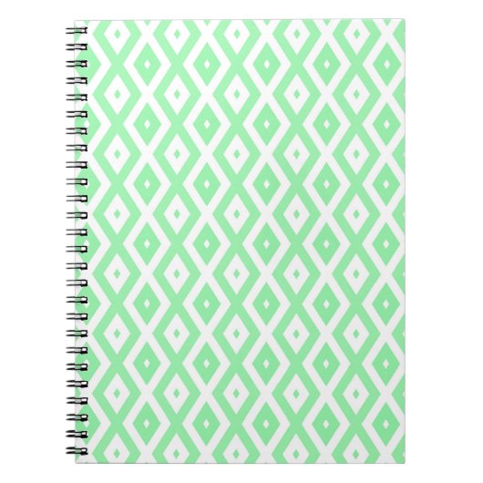 Groen en wit diamantpatroon notitieboek (Voorkant)