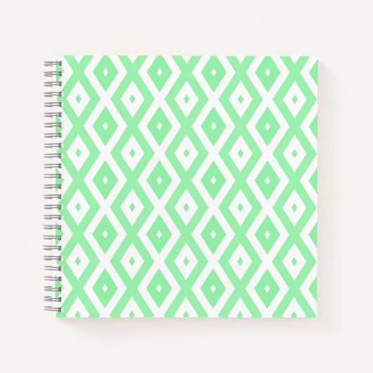 Groen en wit diamantpatroon notitieboek (Voorkant)