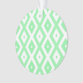 Groen en wit diamantpatroon ornament (voorkant)