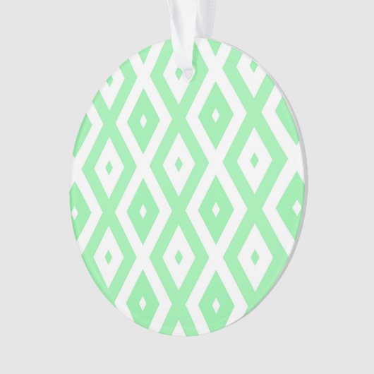 Groen en wit diamantpatroon ornament (voorkant)