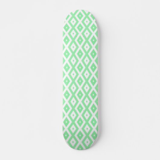 Groen en wit diamantpatroon persoonlijk skateboard (Voorkant)