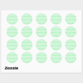 Groen en wit diamantpatroon ronde sticker (Vel)