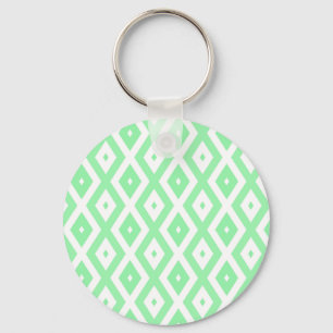 Groen en wit diamantpatroon sleutelhanger