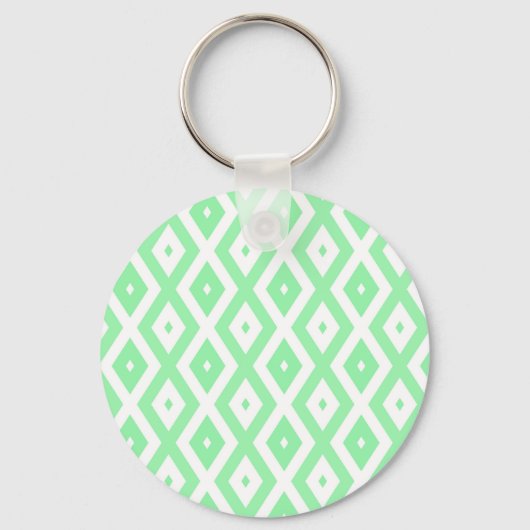 Groen en wit diamantpatroon sleutelhanger (Voorkant)