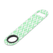 Groen en wit diamantpatroon speed flessenopener (Voorkant Gekanteld)