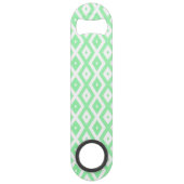 Groen en wit diamantpatroon speed flessenopener (Achterkant)