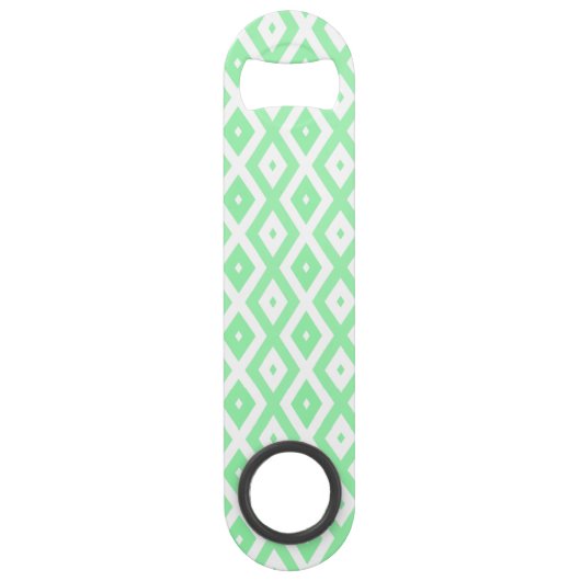 Groen en wit diamantpatroon speed flessenopener (Voorkant)