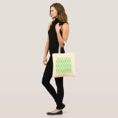 Groen en wit diamantpatroon tote bag (Voorkant (model))