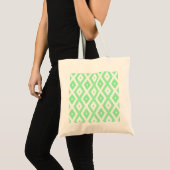 Groen en wit diamantpatroon tote bag (Voorkant (product))