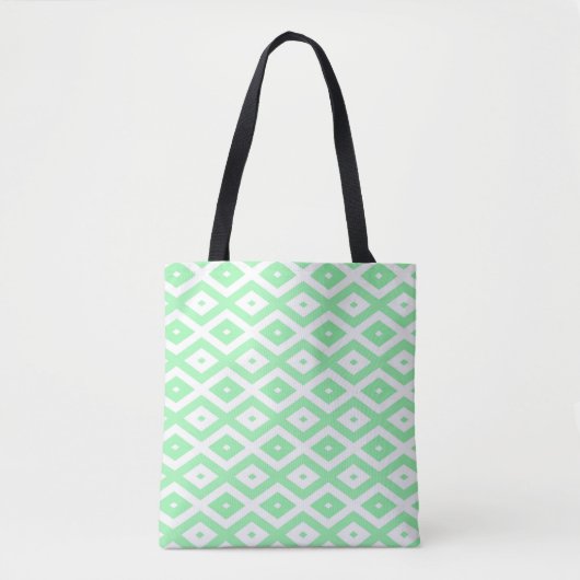 Groen en wit diamantpatroon tote bag (Voorkant)