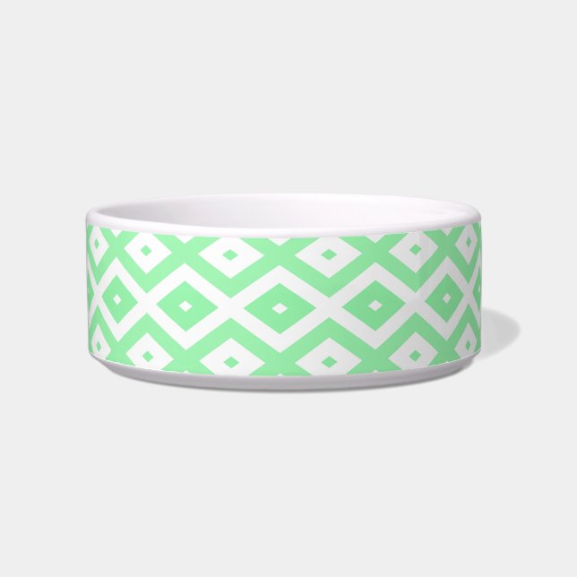 Groen en wit diamantpatroon voerbakje (Voorkant)