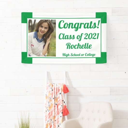 Groen en wit één Afstuderen van de Klasse van de F Spandoek (Insitu)