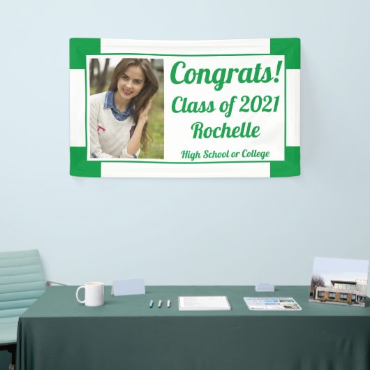 Groen en wit één Afstuderen van de Klasse van de F Spandoek (Beurs)