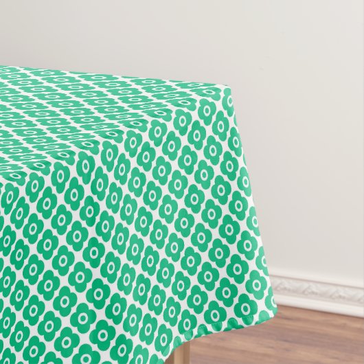 Groen en wit eenvoudig bloemmotief retro tafelkleed (Voorbeeld)