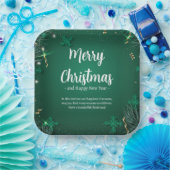 Groen en Wit Eenvoudige Kerstdag 9"Vierkant Papieren Bordje (Feest)