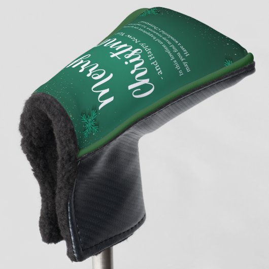 Groen en Wit Eenvoudige Kerstdag Beste Putter Golfheadcover (3/4 voorkant)