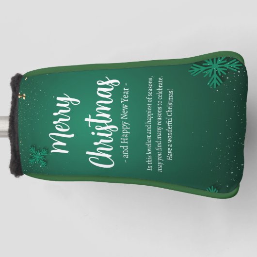 Groen en Wit Eenvoudige Kerstdag Beste Putter Golfheadcover (Voorkant)