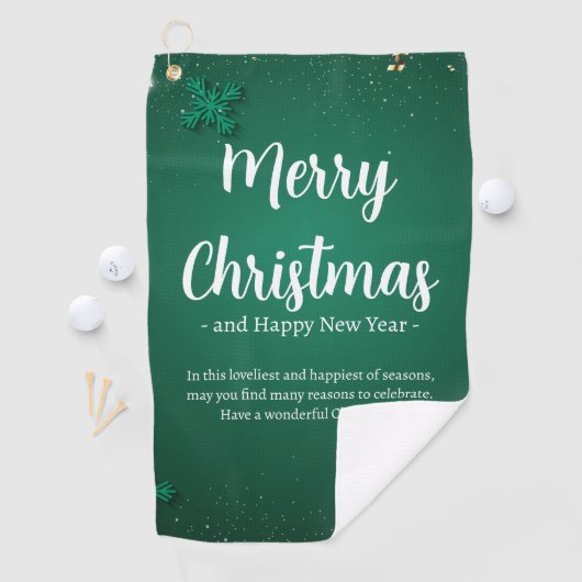 Groen en Wit Eenvoudige Kerstdag en Nieuwjaar Golfhanddoek (Insitu)