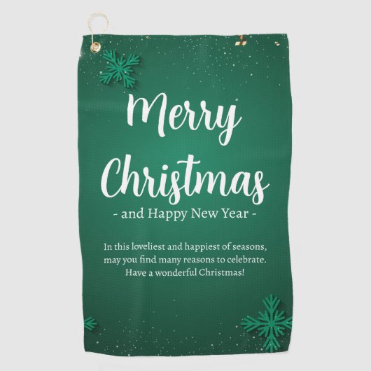 Groen en Wit Eenvoudige Kerstdag en Nieuwjaar Golfhanddoek (Voorkant)
