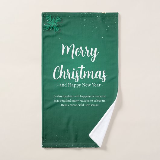 Groen en Wit Eenvoudige Kerstdag en Nieuwjaar Handdoek (Handdoek)