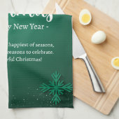 Groen en Wit Eenvoudige Kerstdag en Nieuwjaar Theedoek (Quarter Fold)