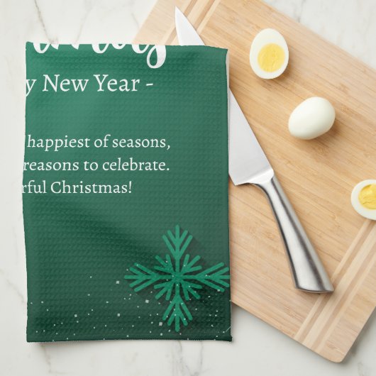 Groen en Wit Eenvoudige Kerstdag en Nieuwjaar Theedoek (Quarter Fold)