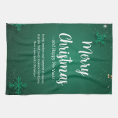 Groen en Wit Eenvoudige Kerstdag en Nieuwjaar Theedoek (Horizontaal)