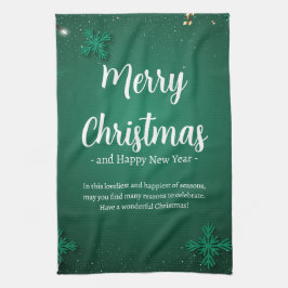 Groen en Wit Eenvoudige Kerstdag en Nieuwjaar Theedoek