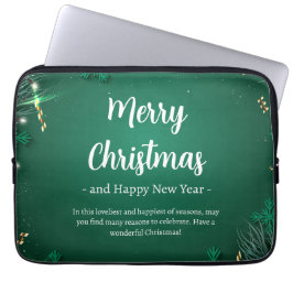 Groen en Wit Eenvoudige Kerstdag Neopreen 13" Laptop Sleeve