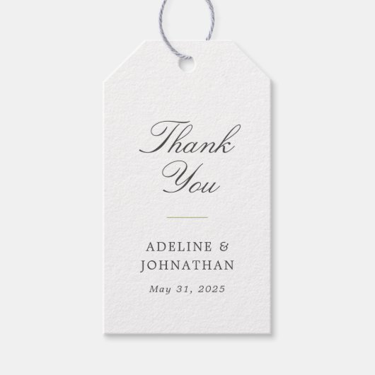 Groen en Wit Elegant Bruiloft Dank U Cadeaulabel (Voorkant)