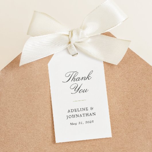 Groen en Wit Elegant Bruiloft Dank U Cadeaulabel