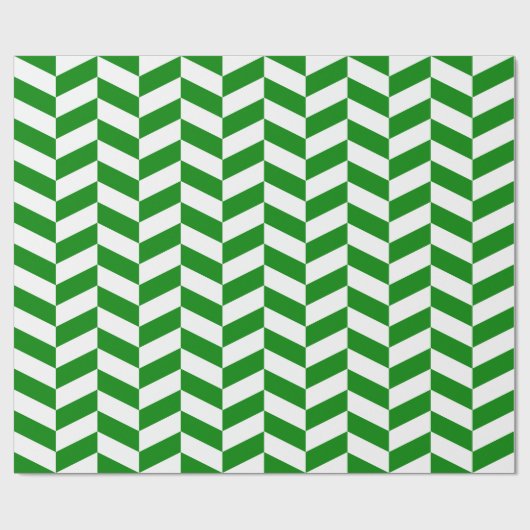 Groen en wit Extra Groot Herringbone Cadeaupapier (Vlak)