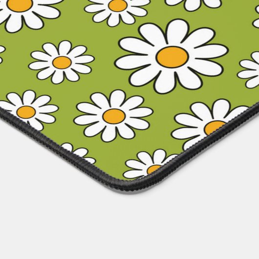 Groen en wit Floral Daisy Pattern Bureaumat (Hoek)