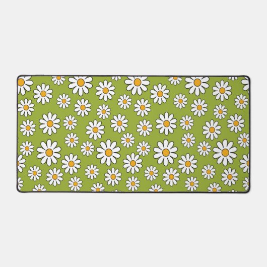Groen en wit Floral Daisy Pattern Bureaumat (Voorkant)