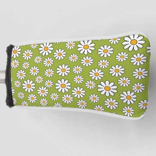 Groen en wit Floral Daisy Pattern Golfheadcover (Voorkant)