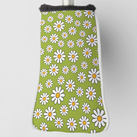 Groen en wit Floral Daisy Pattern Golfheadcover (Draai 90)