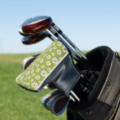 Groen en wit Floral Daisy Pattern Golfheadcover (Insitu)
